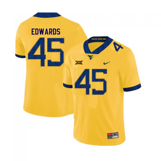 Men's West Virginia Mountaineers NCAA #45 Jason Edwards Yellow Authentic Nike Stitched College Football Jersey SS15O08KB